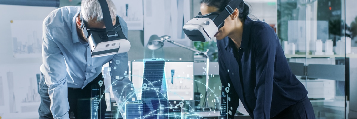 Two Employees Using VR For Training