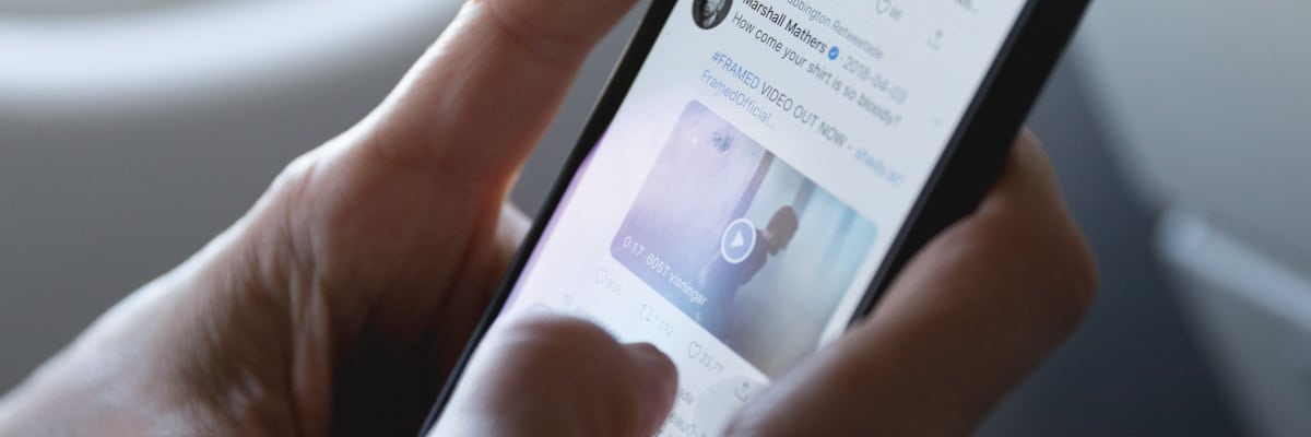 Close Up Shot of Phone Screen With Twitter Open