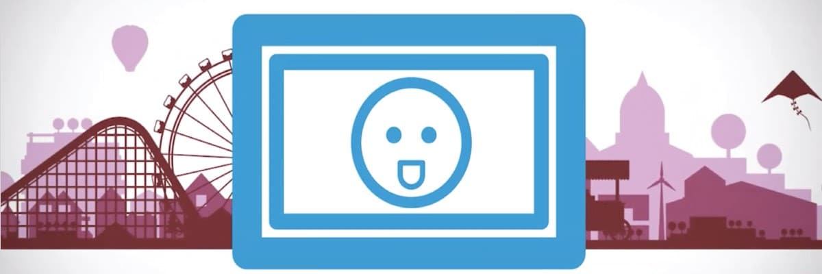 Graphic of Smiley Face and Carnival in Background