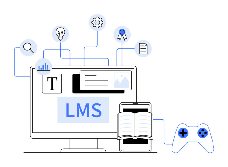 Side-by-side comparison table showing LMS vs LXP differences across eight dimensions including learning path, personalization, and reporting for corporate training
