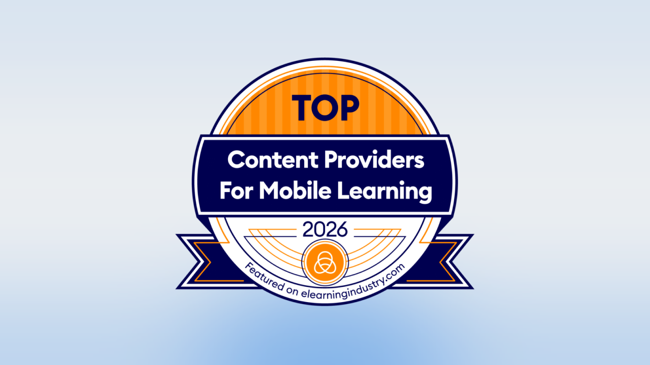 eLearning Industry 2026 Top Content Providers for Mobile Learning badge